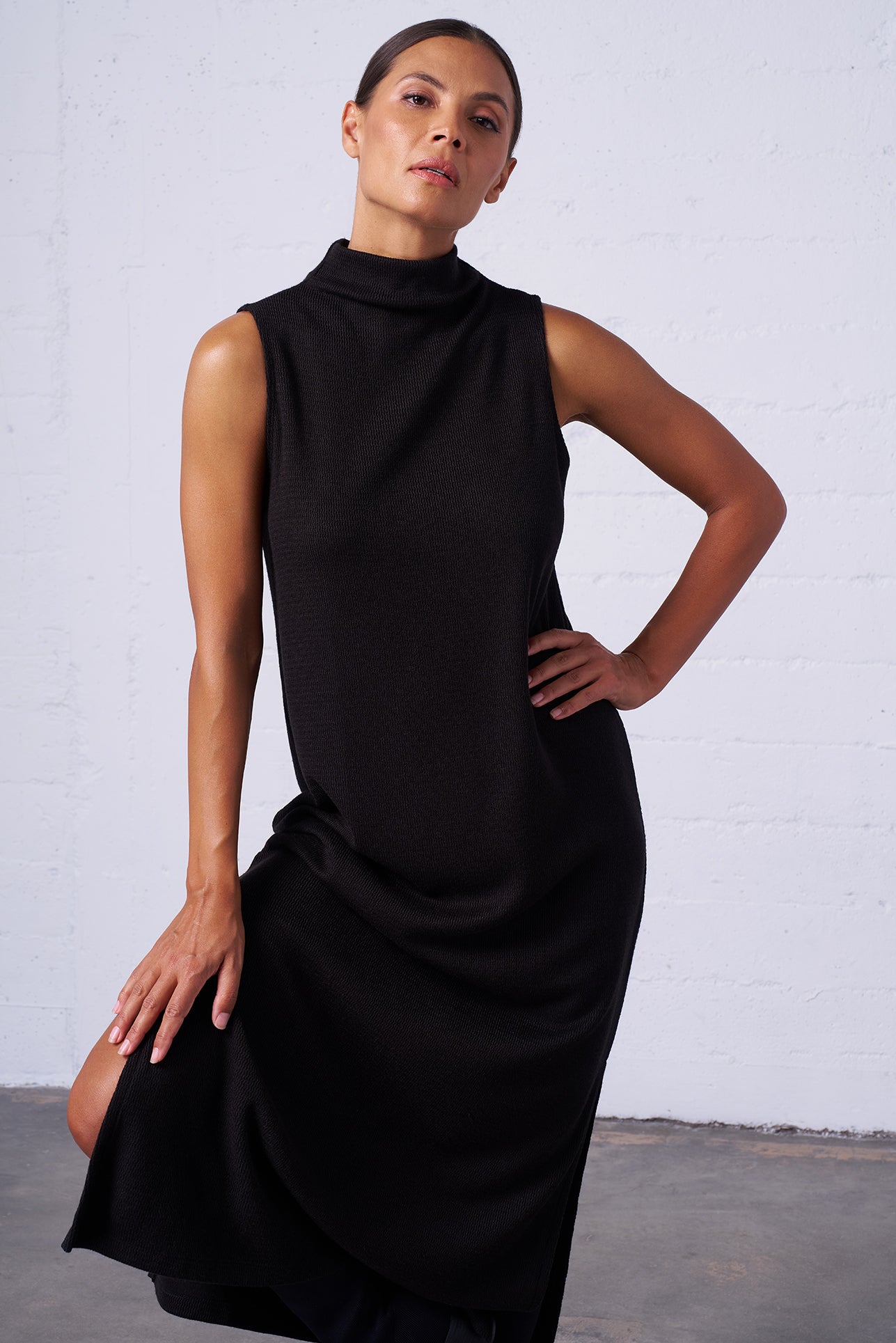 Sleeveless Mock Neck Dress