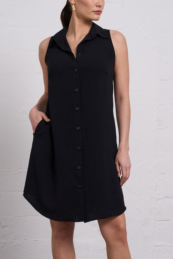 Sleeveless Shirt Dress