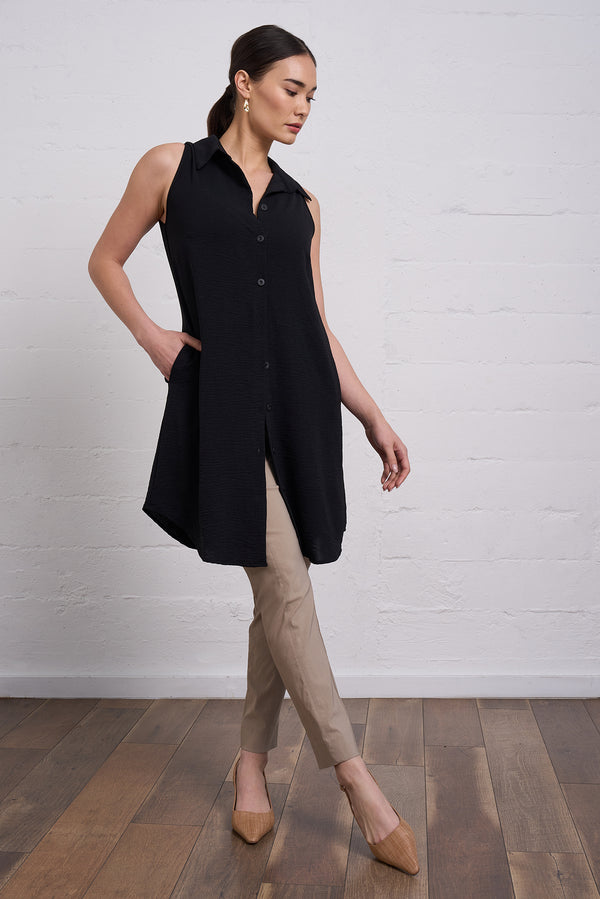 Sleeveless Shirt Dress