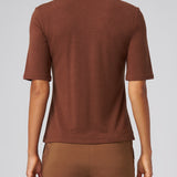 Structured Knit Elbow Sleeve Tee in Chestnut