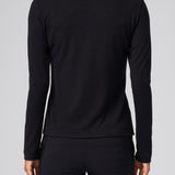 Structured Knit Long Sleeve Tee in Black