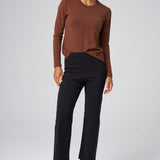 Structured Knit Long Sleeve Tee in Chestnut