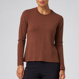 Structured Knit Long Sleeve Tee in Chestnut