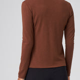 Structured Knit Long Sleeve Tee in Chestnut