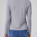 Structured Knit Long Sleeve Tee in Heather Grey