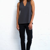 Luxe Stretch Sleeveless V-Neck in Graphite