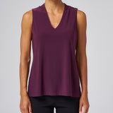 Luxe Stretch Sleeveless V-Neck in Aubergine