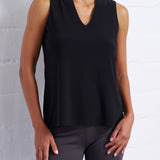 Luxe Stretch Sleeveless V-Neck in Black