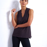 Luxe Stretch Sleeveless V-Neck in Espresso