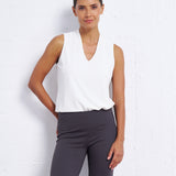 Luxe Stretch Sleeveless V-Neck in Ivory