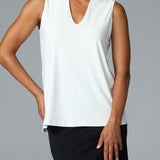 Luxe Stretch Sleeveless V-Neck in Ivory