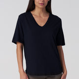 Slub Jersey V-Neck Elbow Sleeve Tee