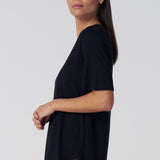 Slub Jersey V-Neck Elbow Sleeve Tee