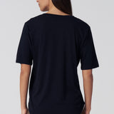 Slub Jersey V-Neck Elbow Sleeve Tee