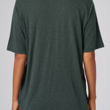 Slub Jersey V-Neck Elbow Sleeve Tee in Evergreen