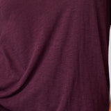 Slub Jersey V-Neck Elbow Sleeve Tee in Aubergine