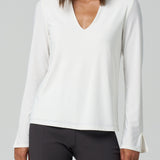 Luxe Stretch Long Sleeve V-Neck in Ivory