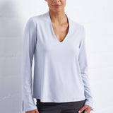 Luxe Stretch Long Sleeve V-Neck in Mist