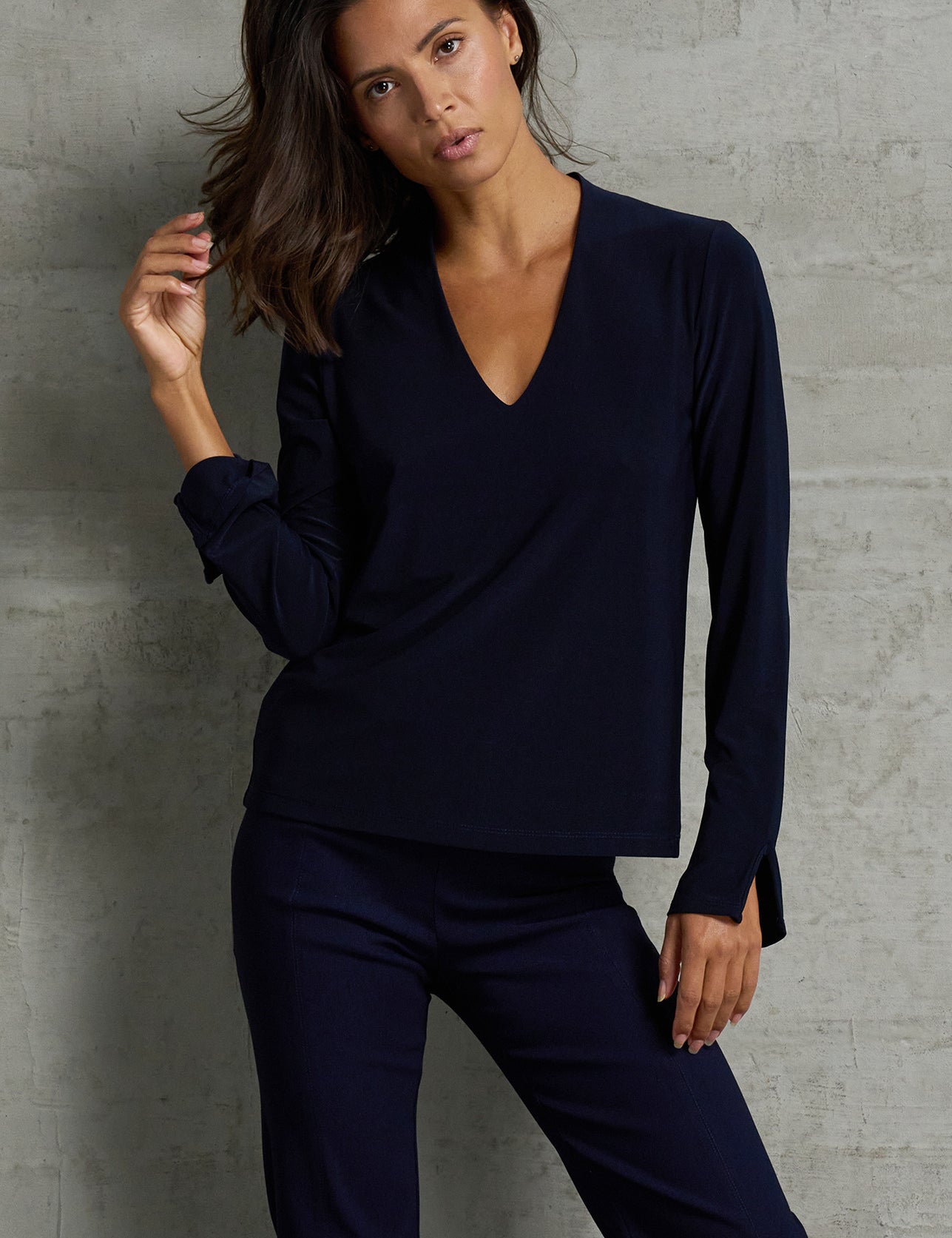 Luxe Stretch Long Sleeve V-Neck