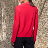 Luxe Stretch Long Sleeve V-Neck in Poppy Red