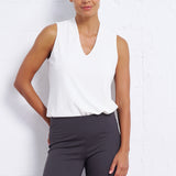 Luxe Stretch Sleeveless V-Neck in Ivory