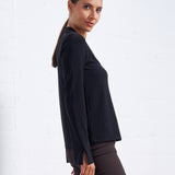 Luxe Stretch Long Sleeve V-Neck in Black