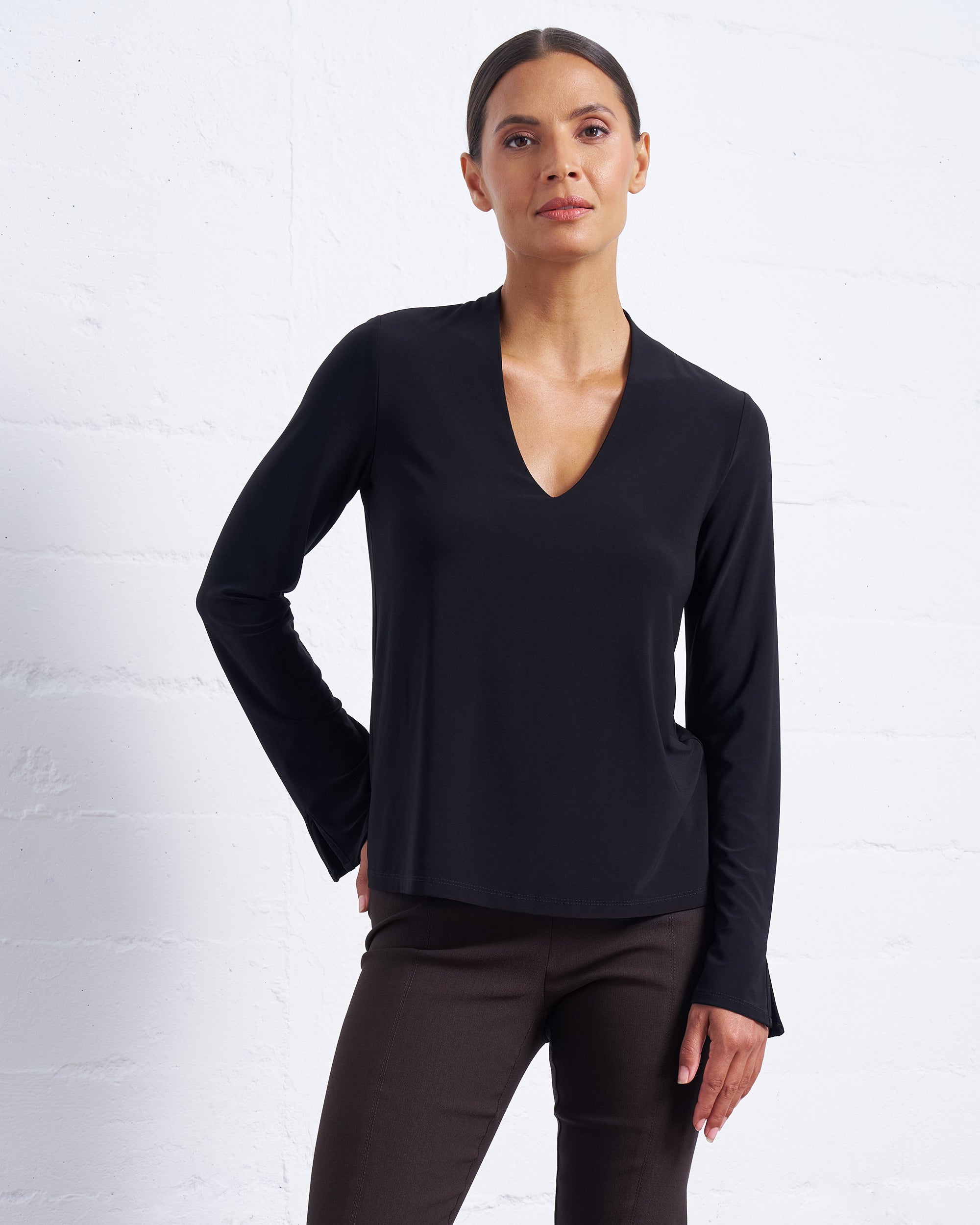 Luxe Stretch Long Sleeve V-Neck
