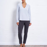 Luxe Stretch Long Sleeve V-Neck in Mist