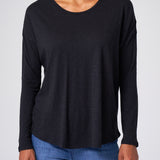 Slub Jersey Relaxed Tee in Black