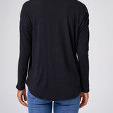 Slub Jersey Relaxed Tee in Black