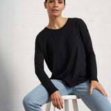 Slub Jersey Relaxed Tee in Black