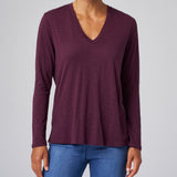 Slub Jersey Long Sleeve Tee in Aubergine