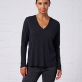 Slub Jersey Long Sleeve Tee in Black