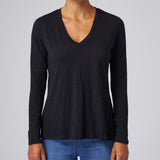 Slub Jersey Long Sleeve Tee in Black