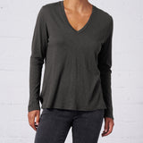 Slub Jersey Long Sleeve Tee in Carbon