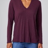 Slub Jersey Long Sleeve Tee in Aubergine