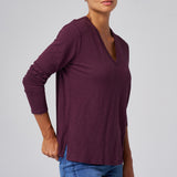 Slub Jersey Long Sleeve Tee in Aubergine