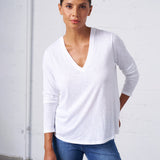 Slub Jersey Long Sleeve Tee in White