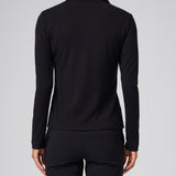 Structured Knit Long Sleeve Tee in Black