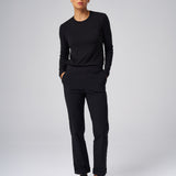 Structured Knit Long Sleeve Tee in Black