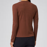 Structured Knit Long Sleeve Tee in Chestnut