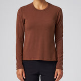Structured Knit Long Sleeve Tee in Chestnut