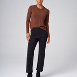 Structured Knit Long Sleeve Tee in Chestnut