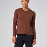 Structured Knit Long Sleeve Tee in Chestnut