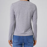 Structured Knit Long Sleeve Tee in Heather Grey