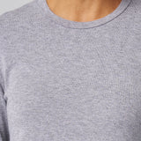 Structured Knit Long Sleeve Tee in Heather Grey