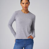 Structured Knit Long Sleeve Tee in Heather Grey