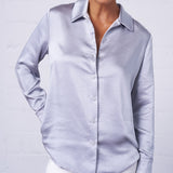 Textured Satin Shirt in Mist