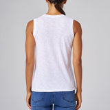 Franne Golde white slub jersey v-neck tank top made of cotton-modal with a relaxed fit and side slits.